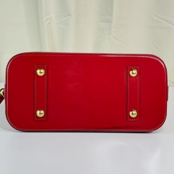 Louis Vuitton Red Alma MM Top Handle Bag Monogram Vernis - Picture 6 of 10